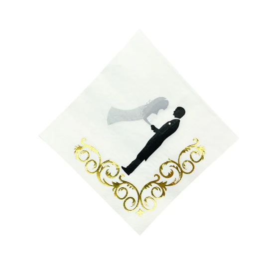 Оптовая продажа градиентной рампы цвета фольги золотой горячий штамп 2-слойная бумажная салфетка для вечеринки